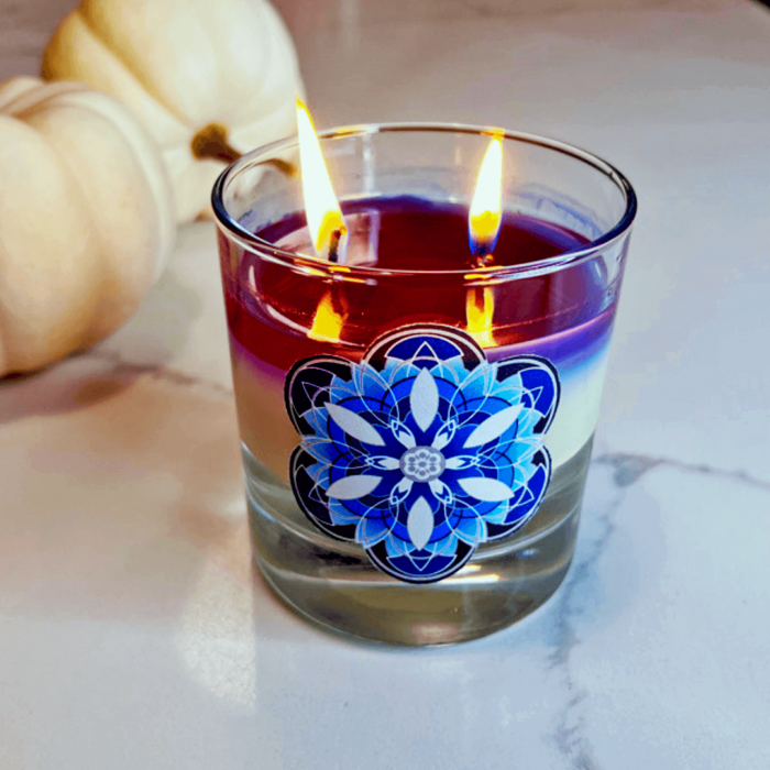 Kromara Winter Blue Candle, Lit