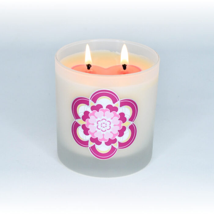 Valentines day color changing candle, lit