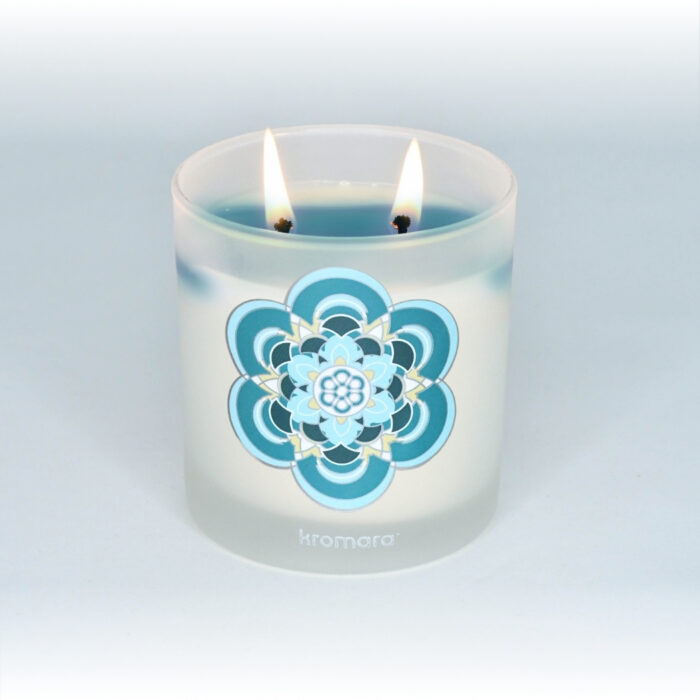 Kromara Color Changing Candle Turquoise Seas, lit