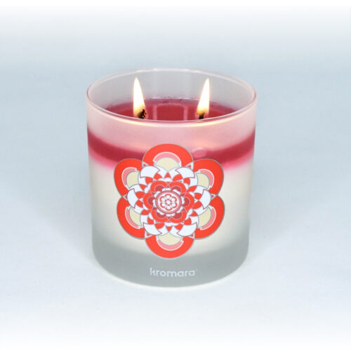 Kromara Color Changing Candle Red Skies, lit, full wax pool