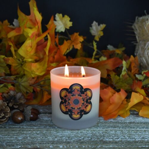 Kromara Winter Collection Autumn Breeze Candle, lit lifestyle shot 2