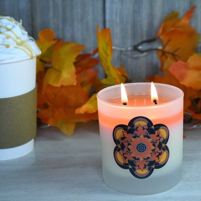 Kromara Winter Collection Autumn Breeze Candle, lit lifestyle shot