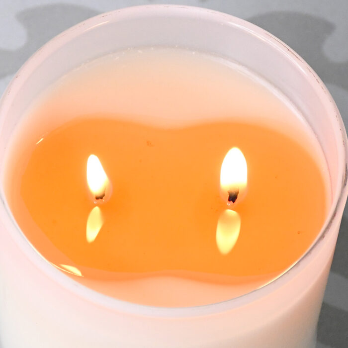 Kromara Winter Collection Autumn Breeze Candle, lit closeup