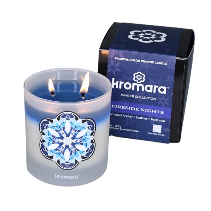 Kromara Winter Collection Fireside Nights Candle, lit, with box