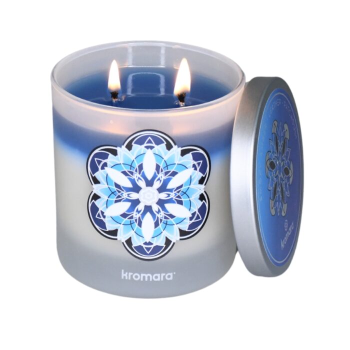 Kromara Winter Collection Fireside Nights Candle, lit with lid